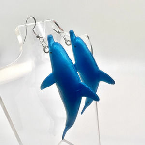 Blue Dolphin Earrings - Ocean Animal Earrings - Zoo Earrings - Beach Earrings